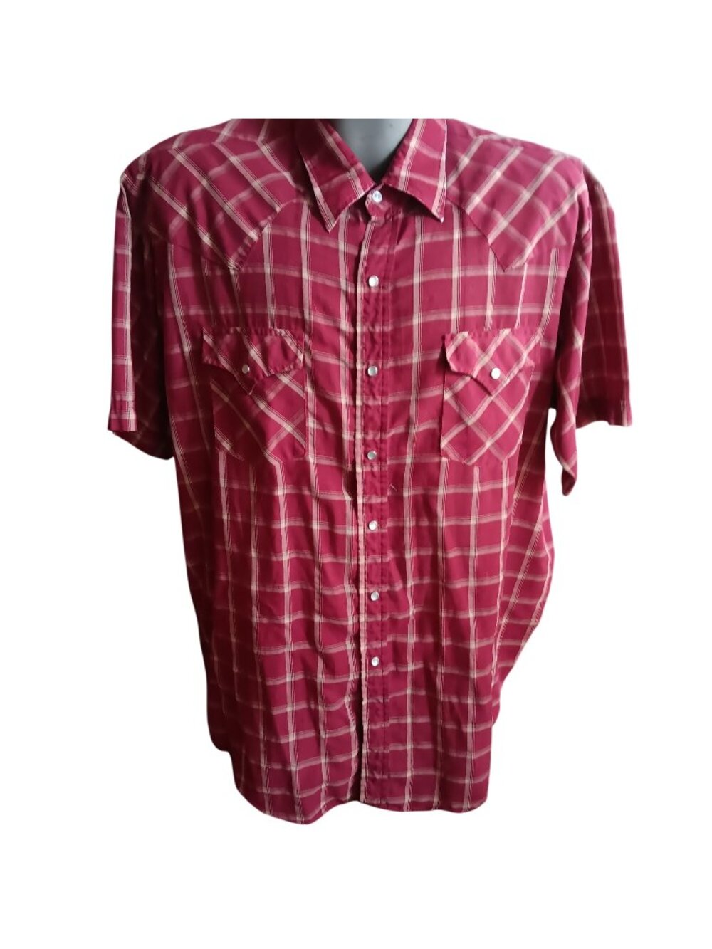 Ultra thin Red Plaid Men's XL Cowboy Shirt Western Plains Summer Snapper Fair